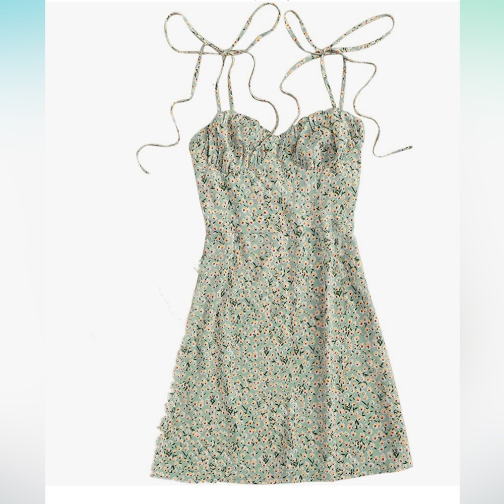 Tie Strap Floral A-line Cami Dress
